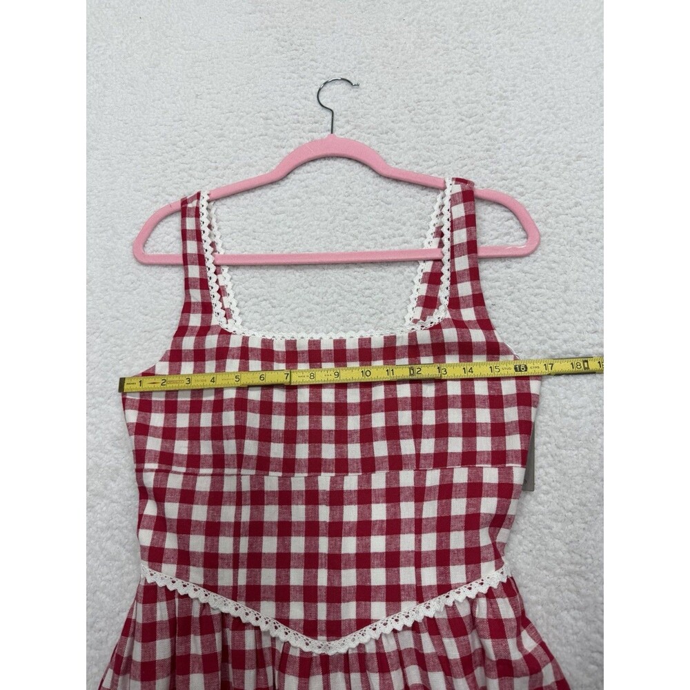 Anthropologie Wayf Midi Dress Red Linen Blend Drop Waist Preppy Boho Medium NWT - Picture 6 of 14